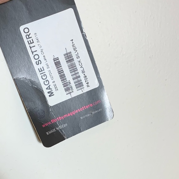 Maggie Sottero black, silver, open back, high slit, sequin maxi, evening wear 4 - Picture 8 of 10